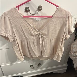 Hippie Rose Cream Flutter Sleeve Crop Blouse